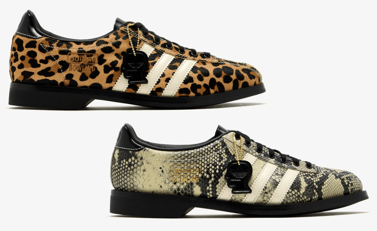 Brain Dead x adidas Samba Bowling Pack featuring Snakeskin and Cheetah colorways with animal print side panels and black leather toe box