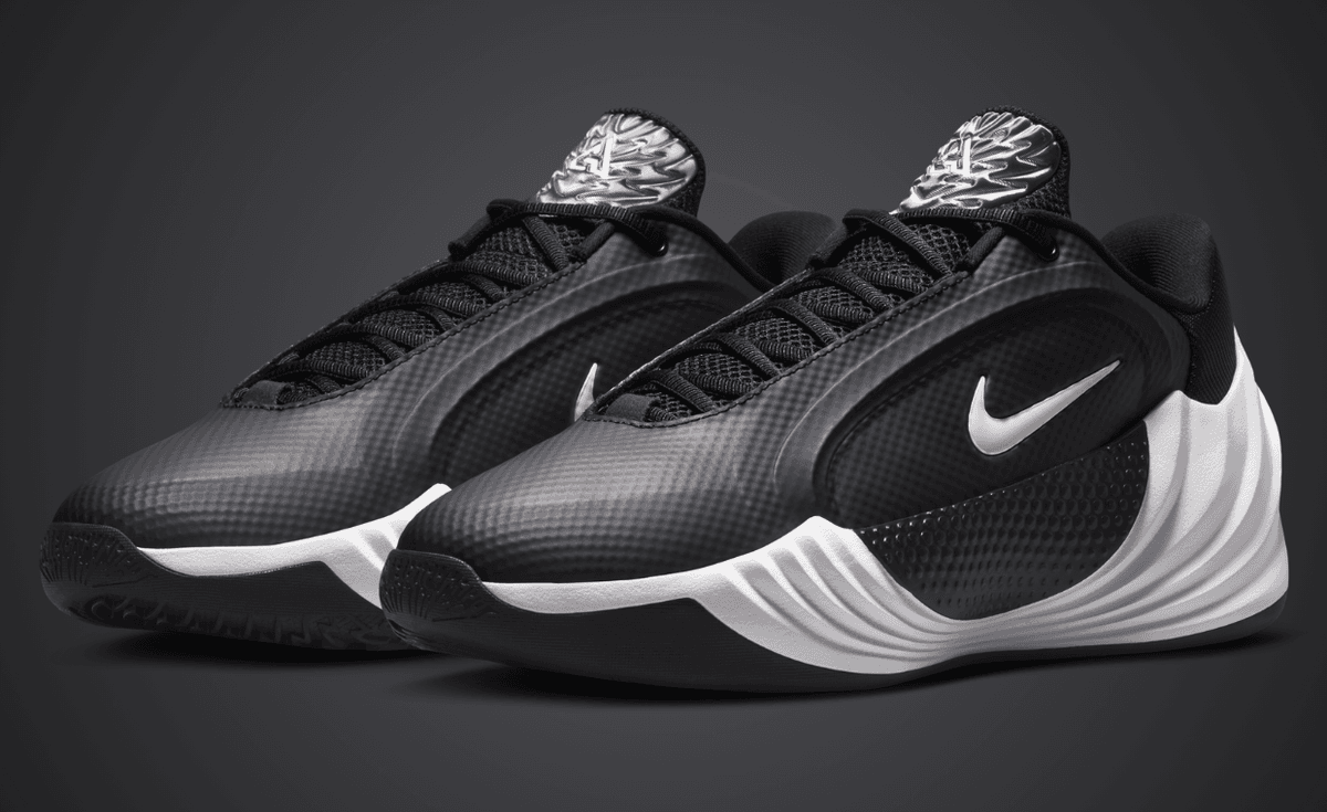 Nike Giannis Freak 8 in black and white colorway, low-cut silhouette with torsional support strap visible