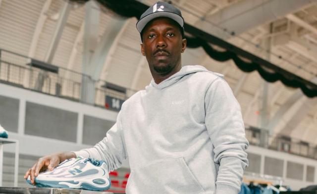 Rich Paul at Snipes Philadelphia for Klutch Athletics x New Balance AC Runner Philly Edition campaign launch featuring Eagles-themed colorways