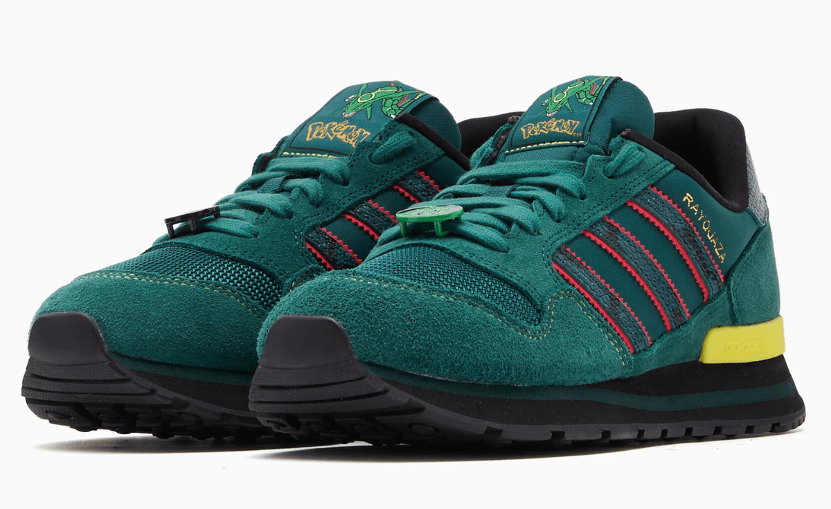 adidas ZX 500 in Rayquaza-inspired green colorway from the Pokémon collaboration