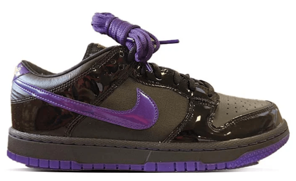 Nike Kobe Dunk Low Protro x FC Barcelona featuring black and purple patent leather upper with Blaugrana-inspired colorway