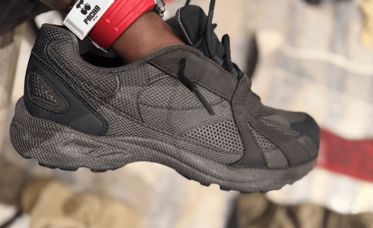 Yeezy 800 sneaker preview featuring fang toe-cap, layered panels, and ghillie lacing system