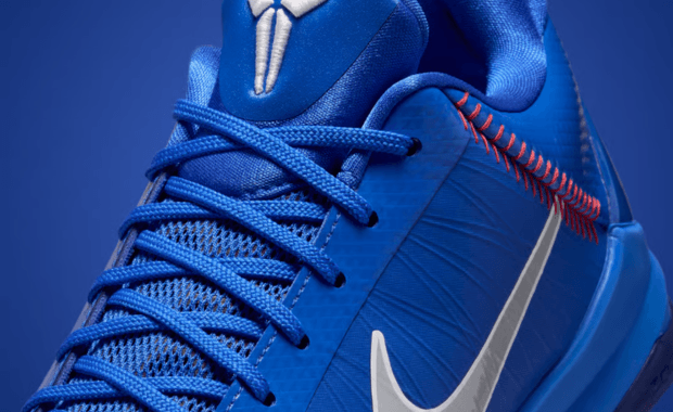 Nike Kobe 5 Protro Dodgers in Dodger blue colorway, lateral and medial side views