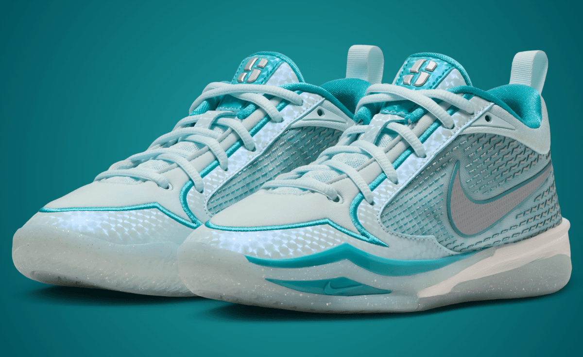 Nike Sabrina 4 in glacier blue and teal colorway, youth exclusive edition