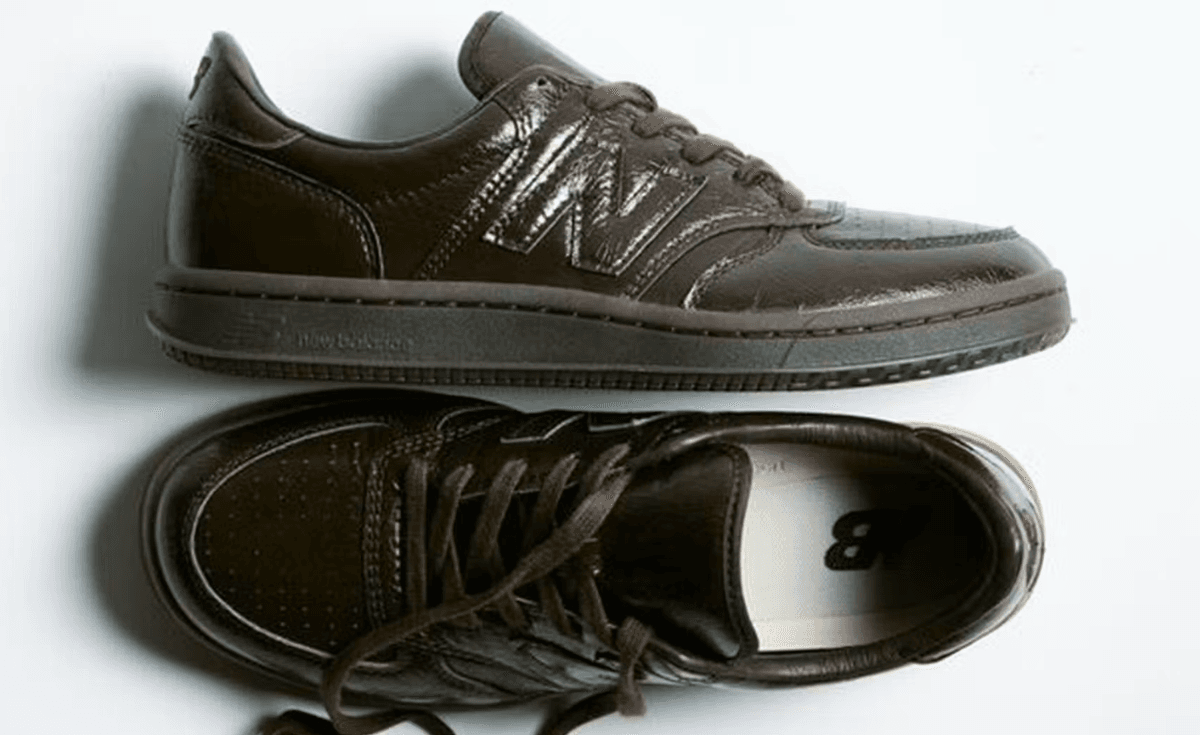 Jack Harlow x New Balance T500 Olmsted in full monochromatic brown leather, shown from multiple angles