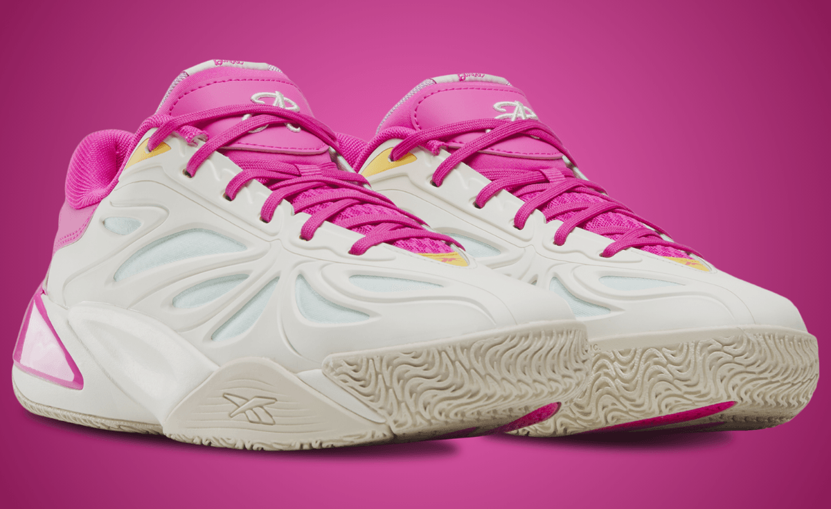 Reebok Angel Reese 1 signature sneaker in Barbie-inspired colorway with pink and complementary accents