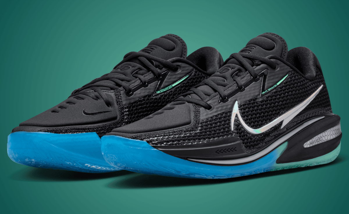 Nike GT Cut 1 PE in black and blue colorway, designed for elite high school basketball players at Nike Nationals