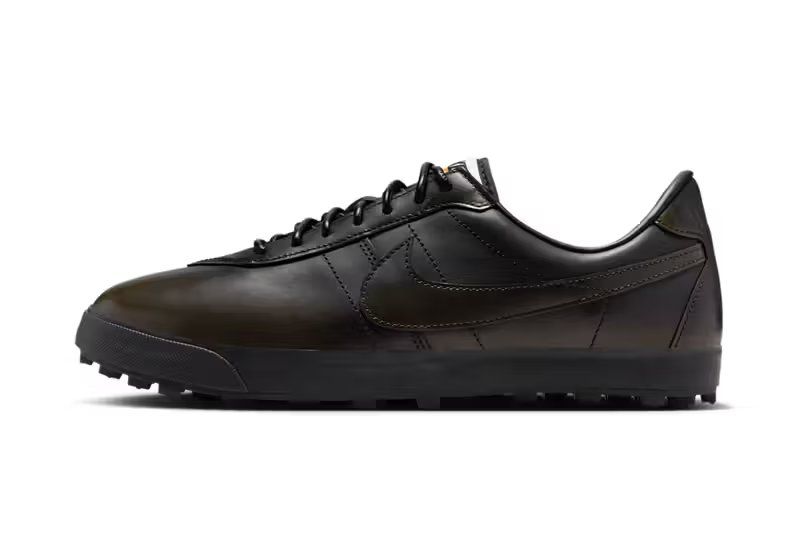 Nike Astrogabber Leather Black side profile showing full-grain leather upper and minimalist design