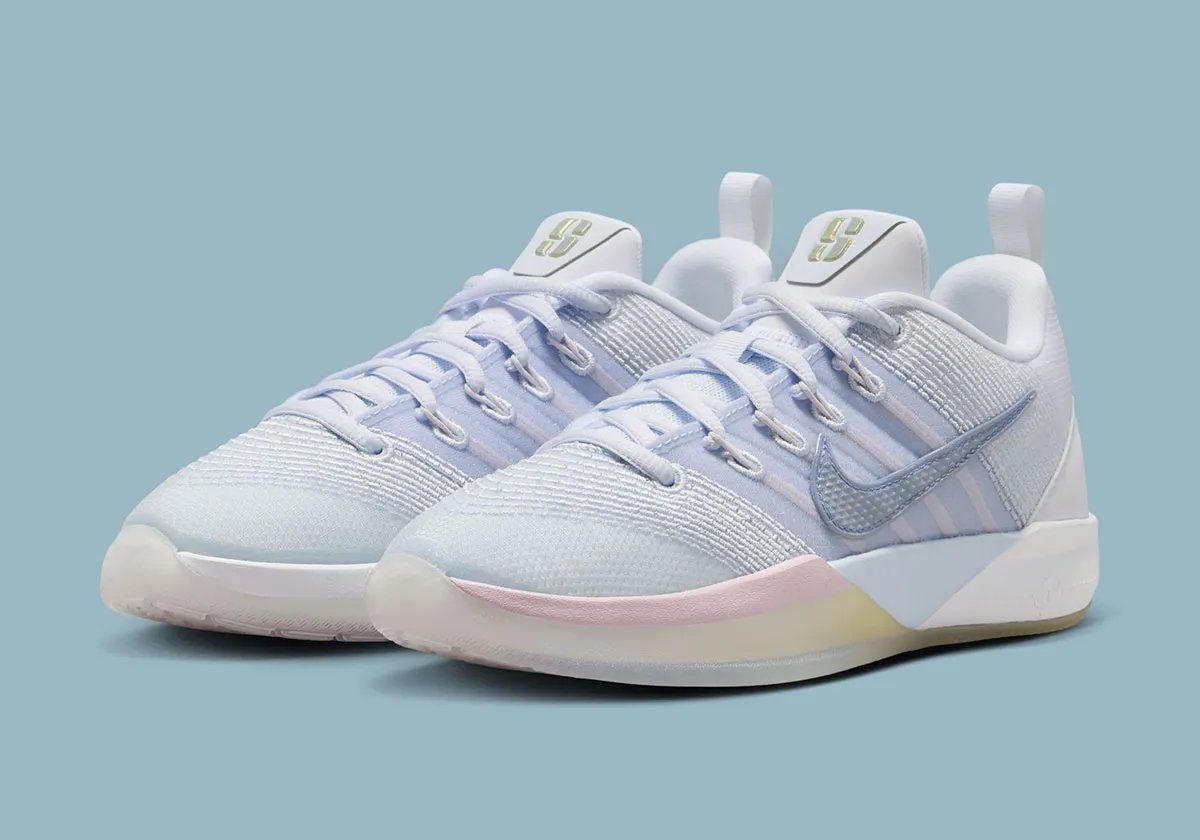 Nike Sabrina 3 in Football Grey colorway showing pastel design details and lateral side profile