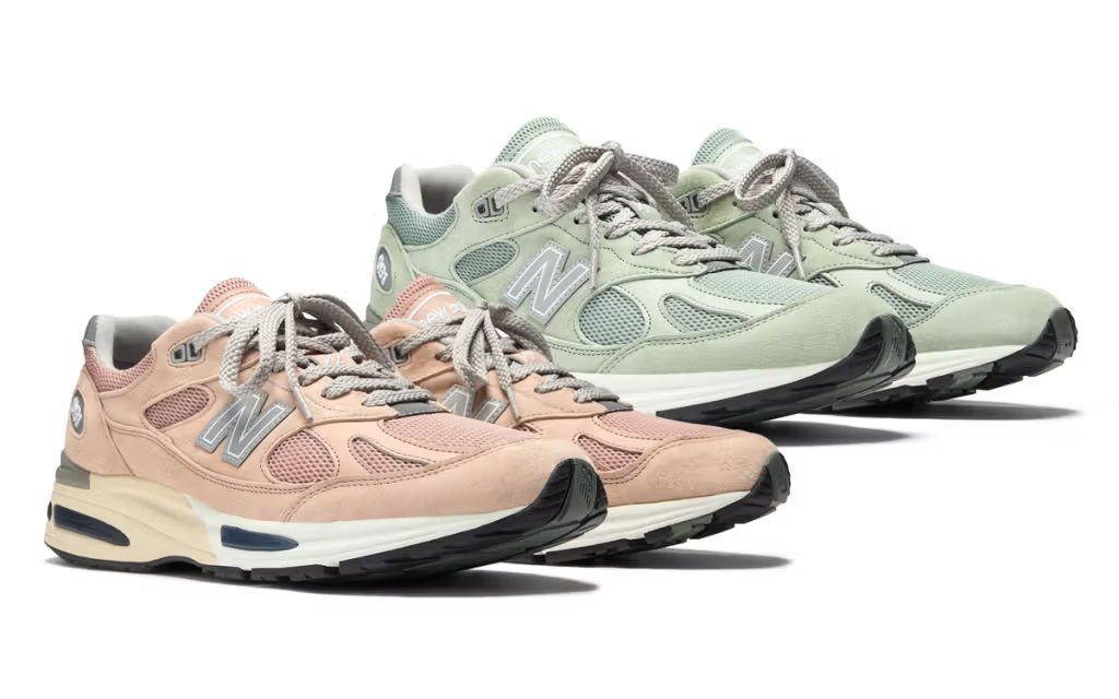 New Balance 991v2 in two understated colorway options, showcasing refined upper construction and neutral palette execution