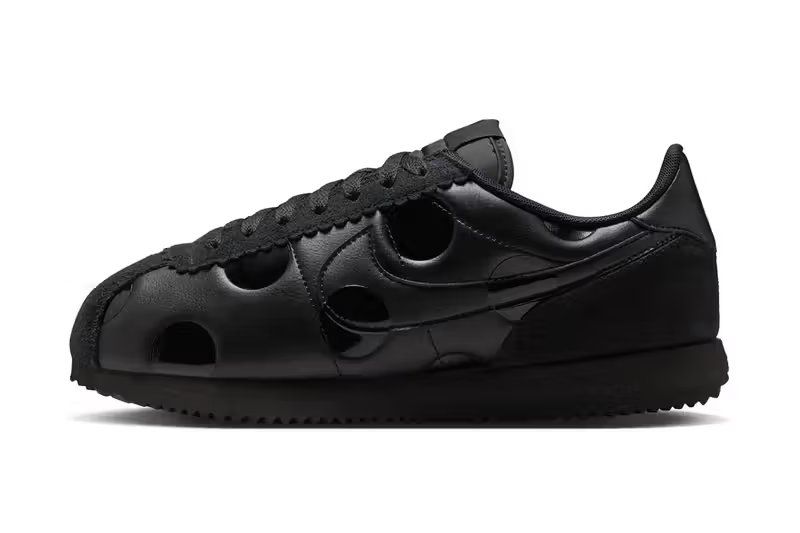Nike Cortez Triple Black Polka Dot featuring all-black construction with embossed polka dot texture pattern throughout upper and heel