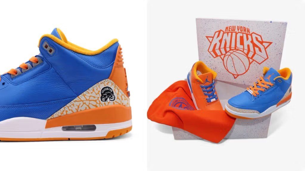 Spike Lee's custom Air Jordan 3 in Citrus colorway celebrating the NBA Finals return to Madison Square Garden