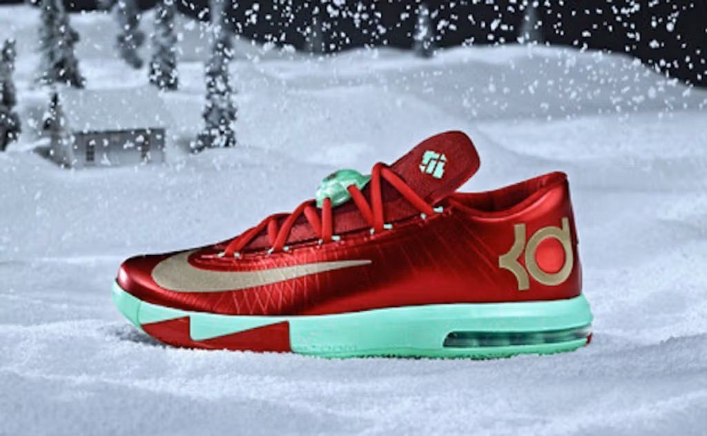Nike KD 6 Christmas colorway, Kevin Durant signature sneaker with festive holiday styling