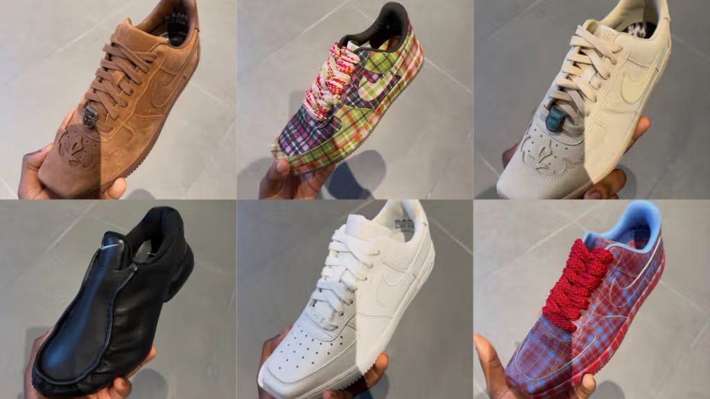 Nike Air Force 1 Low square-toe sample preview showing geometric toe box modification