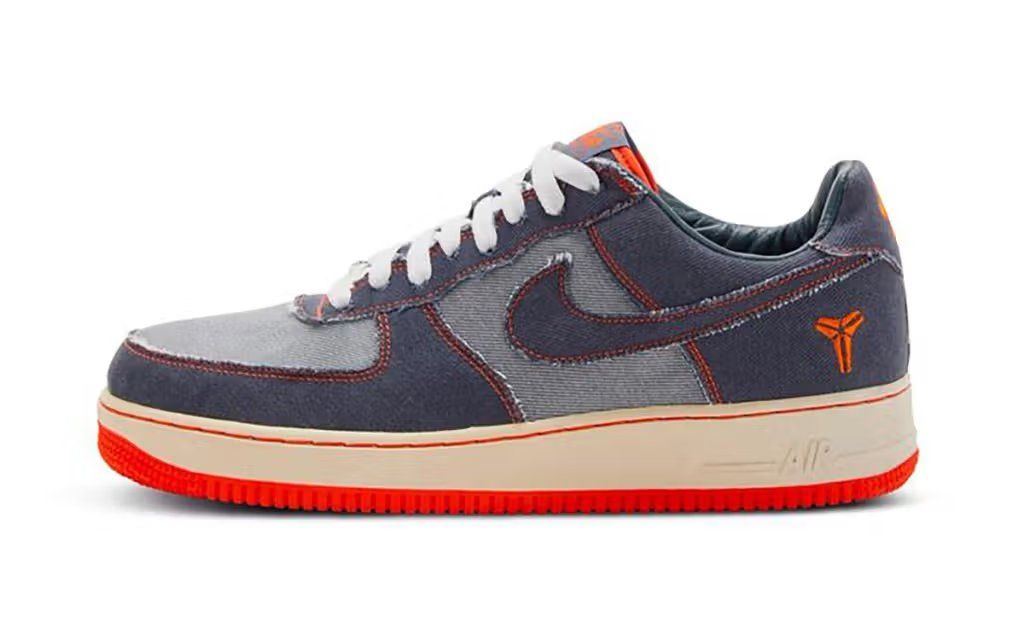 Nike Air Force 1 Low in premium denim, Kobe Bryant 2006 retro colorway