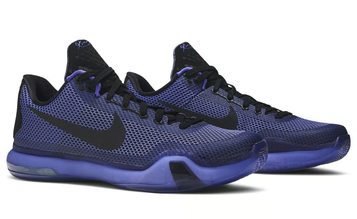 Nike Kobe 10 Protro in blackout colorway showing side profile of the basketball shoe