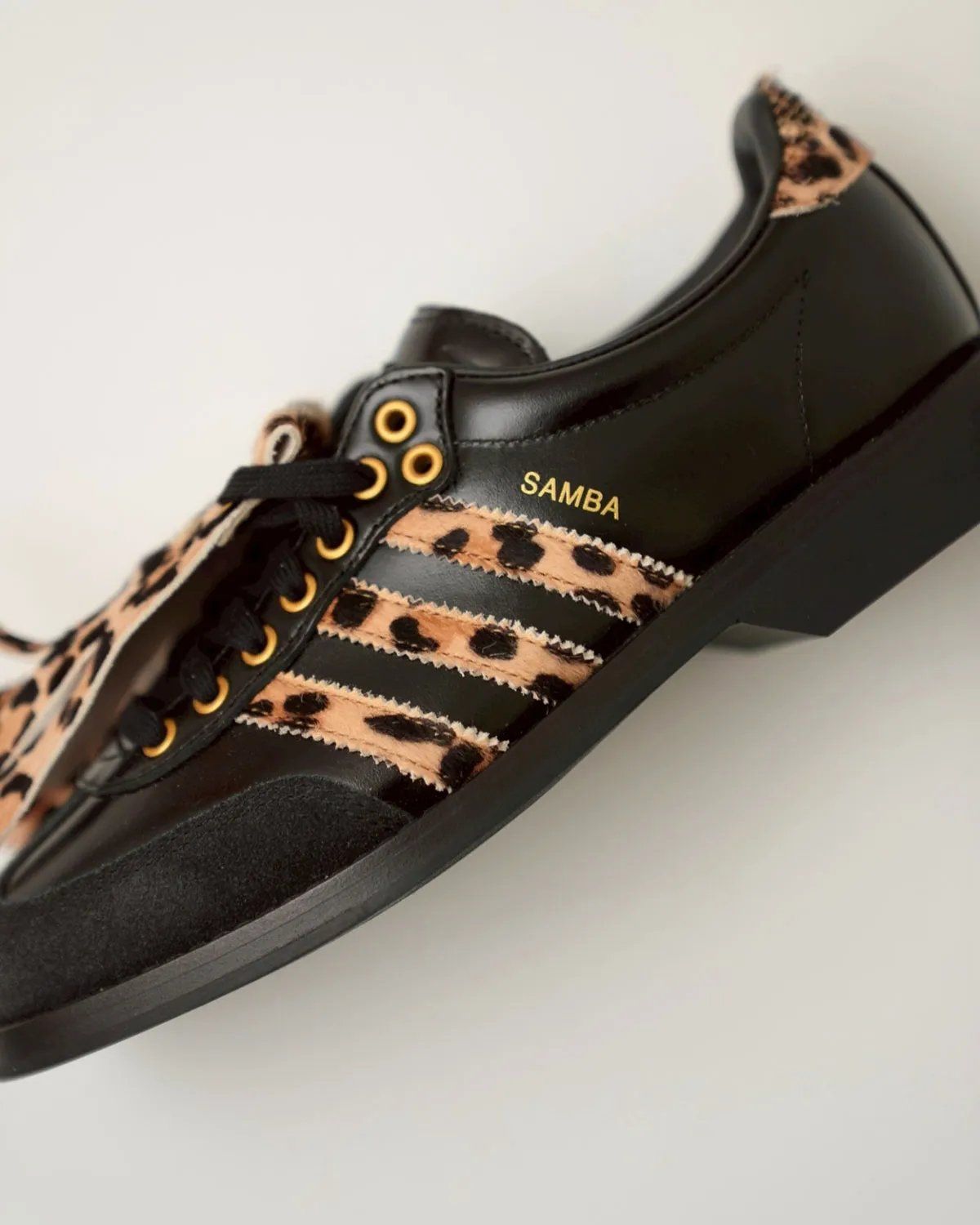 adidas Samba Bowling in leopard print and black patent leather colorways, Asia-exclusive release