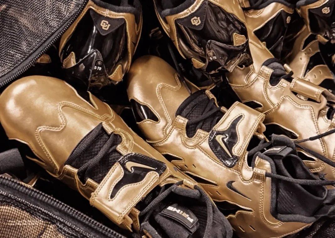 Nike Air DT Max '96 PE in black and metallic gold, designed exclusively for Colorado Buffaloes football
