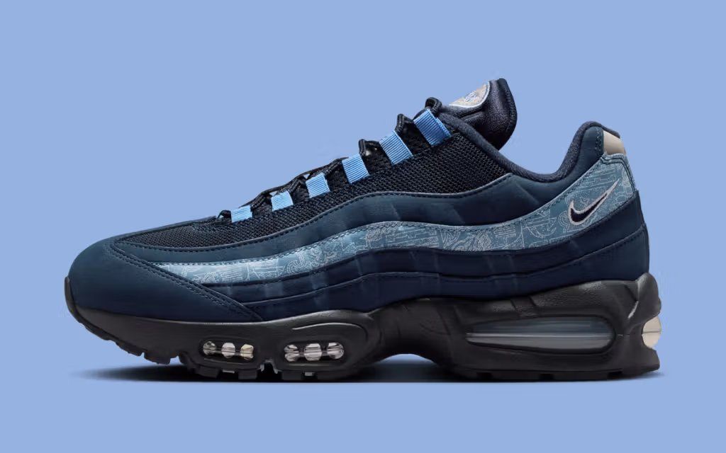 Nike Air Max 95 in Blueprint colorway displaying layered mesh and synthetic upper construction with visible Air Max unit