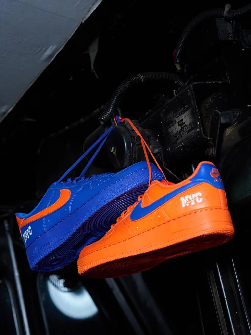 Nike Air Force 1 designed by NYC Customs in Knicks-inspired colorway and styling