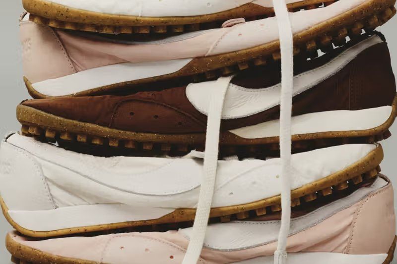 Jacquemus x Nike Moon Shoe in Soft Pearl, Fauna Brown, and Aluminum Pink colorways for Spring 2026