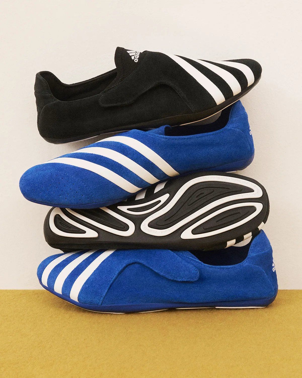 Pharrell x adidas Virginia Vario Flat Earther in black suede with white stripe and branding details