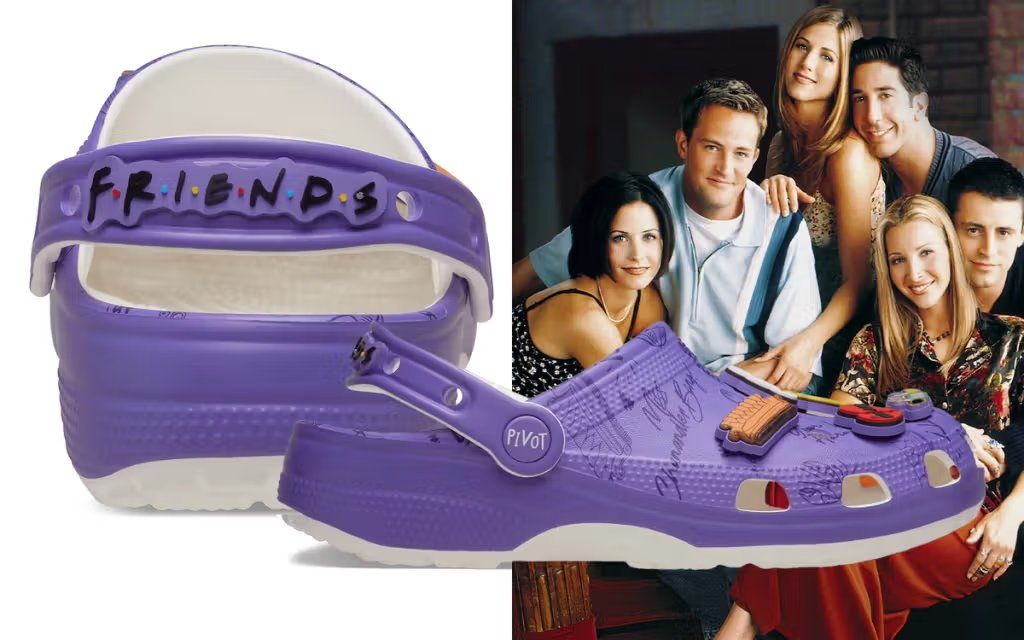 Friends x Crocs Classic Clog collaboration colorway featuring television-inspired design elements