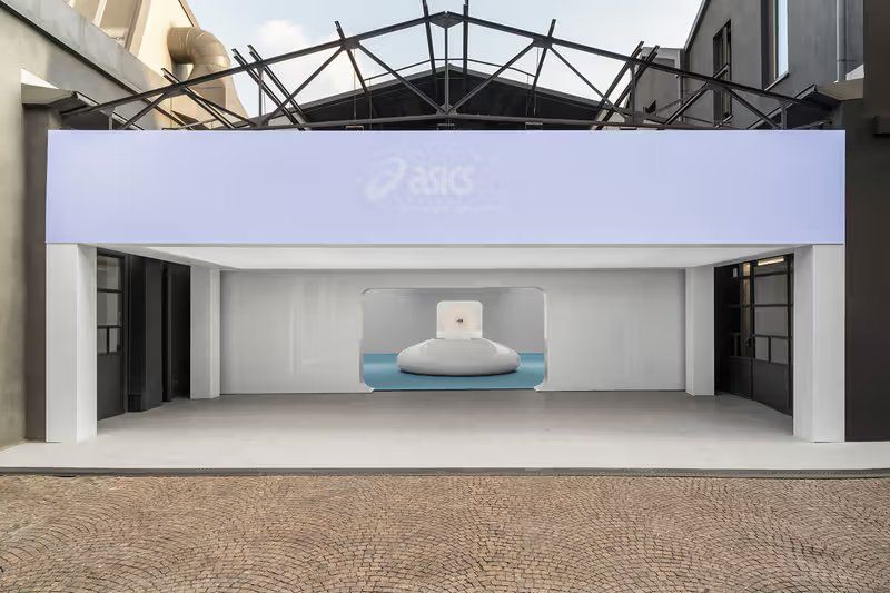ASICS GEL-KINETIC 2.0 sneaker displayed within the Kinetic Playscape immersive installation at Milan Design Week 2026