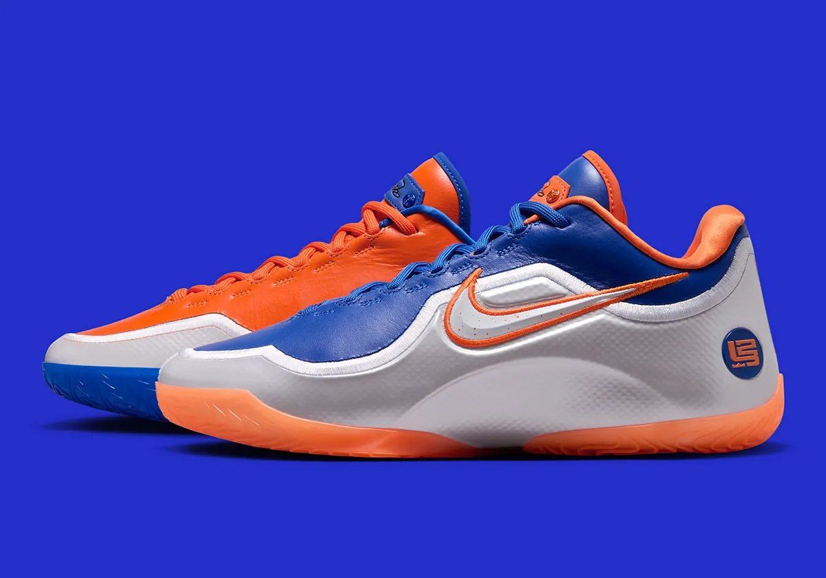 Nike LeBron 23 Hardwood Classic in bright orange and royal blue, inspired by Cleveland Cavaliers throwback uniforms from the late 1980s and early 1990s