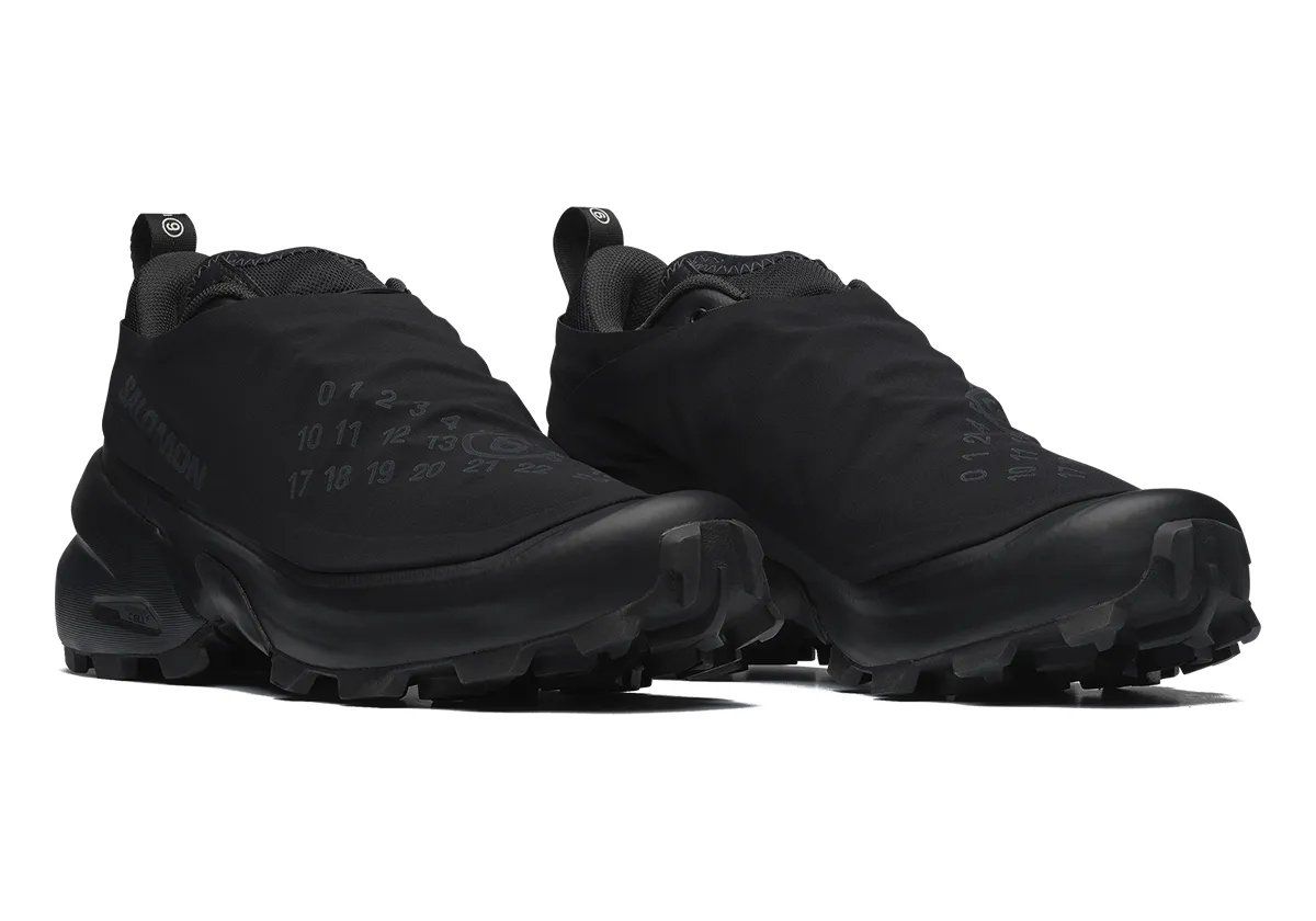 MM6 Maison Margiela x Salomon Cross Dust trail shoe with numeric tag shroud detail in Vanilla Ice and Black colorways
