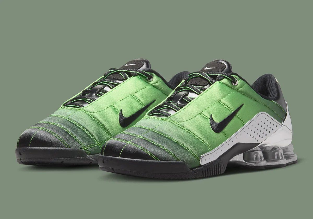 Forget-me-nots x Nike Total 90 Shox Magia in Green Gusto with Metallic Silver accents and black outsole details