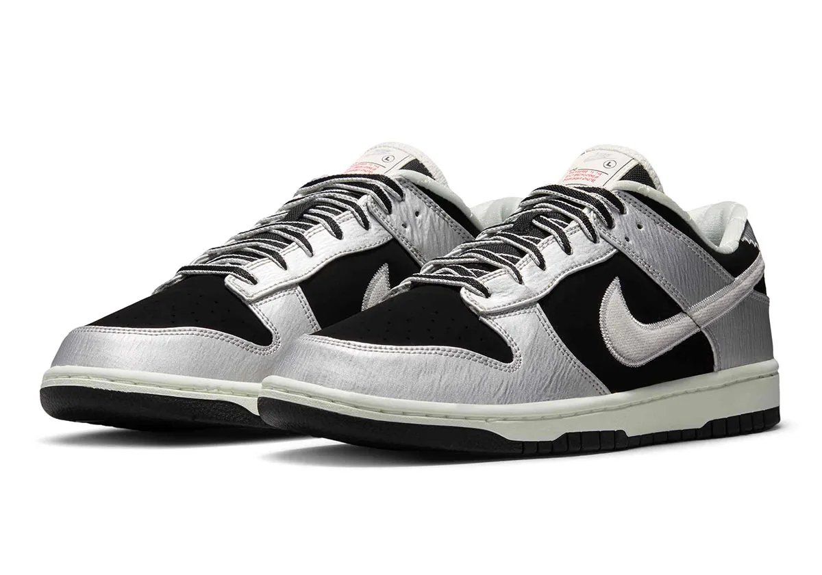 Nike Dunk Low Varsity Pack in Sail and Fir colorway with quilted interior and fabric Swoosh detail