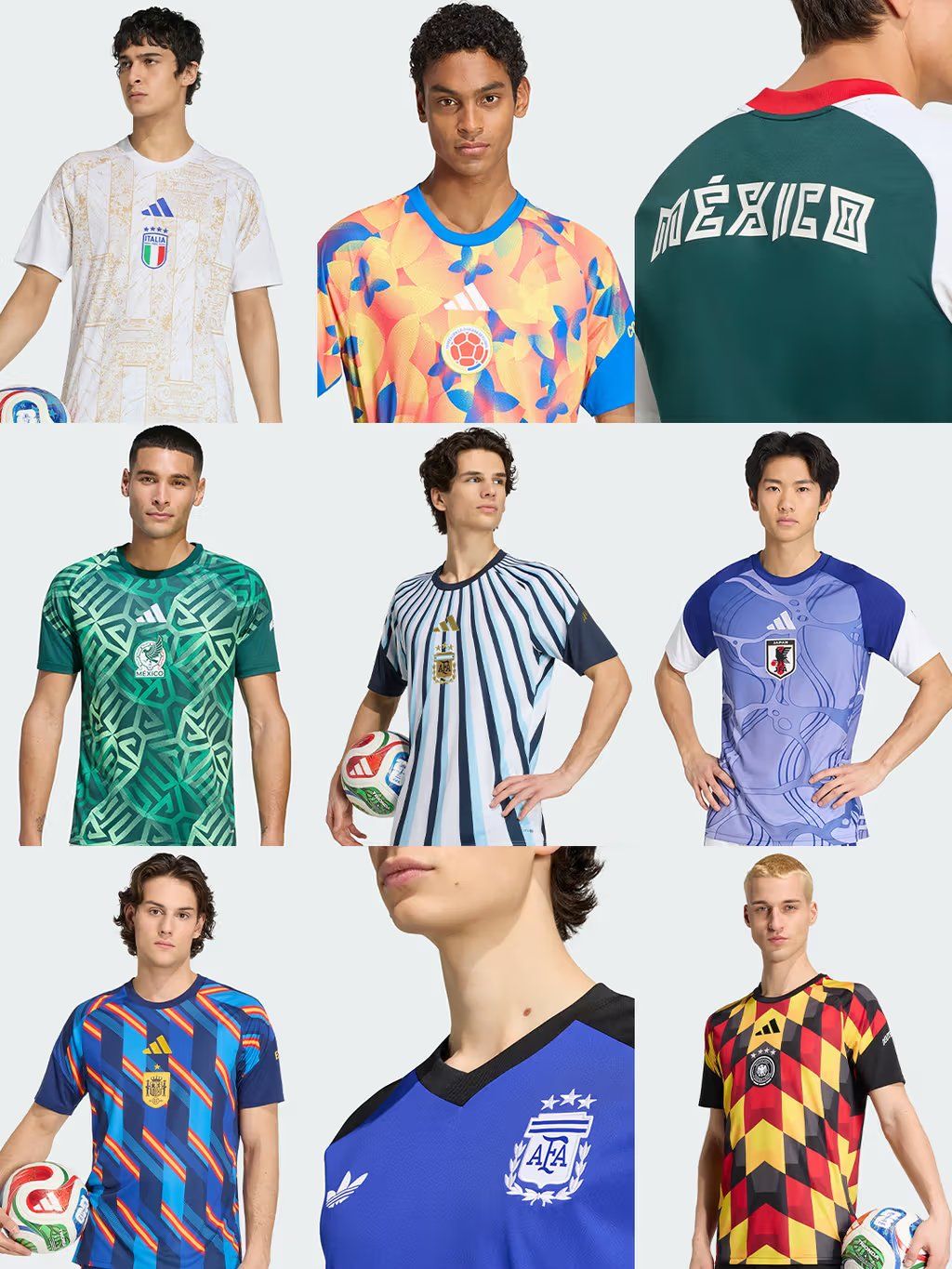 Adidas 2026 World Cup pre-match jersey collection featuring performance-oriented designs for international teams