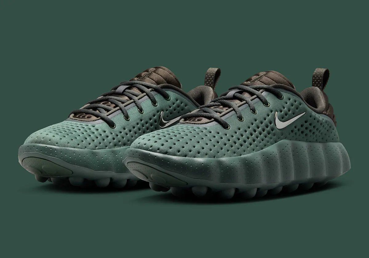 Nike Mind 002 Camo Green featuring tonal green upper with Newsprint and Phantom accents on collar and heel