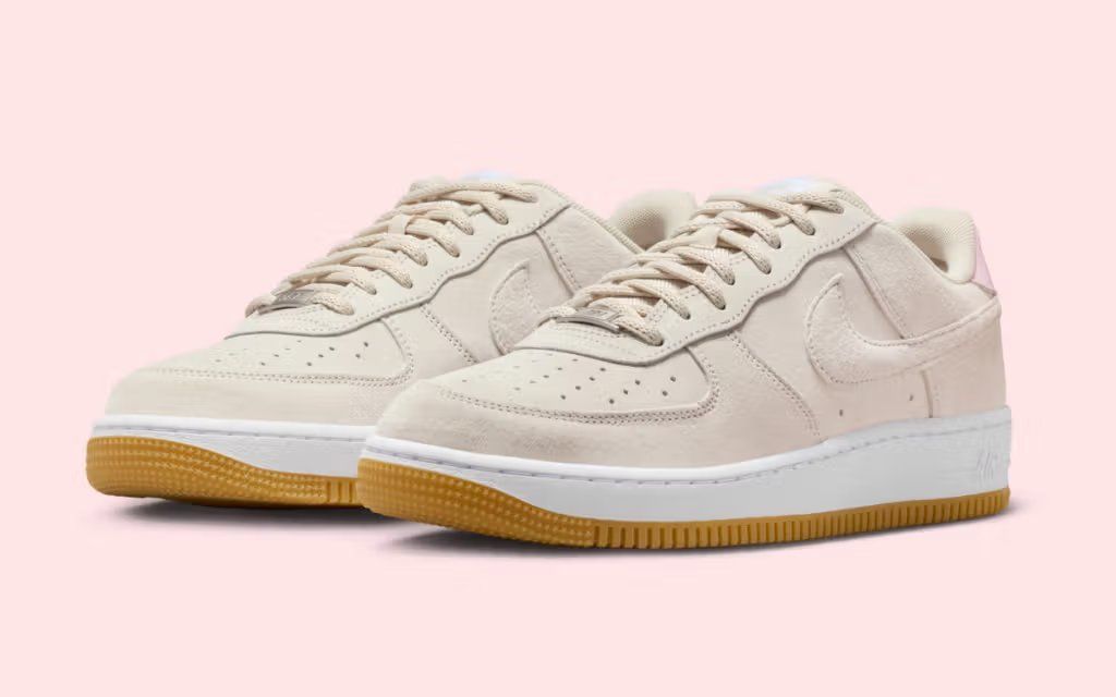 Nike SB x Air Force 1 Low in Light Orewood Brown and Pink Foam colorway, side profile view
