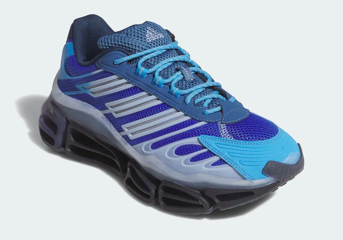adidas Megaride AG in Hi-Res Blue with lapis mesh upper and navy cushioning unit