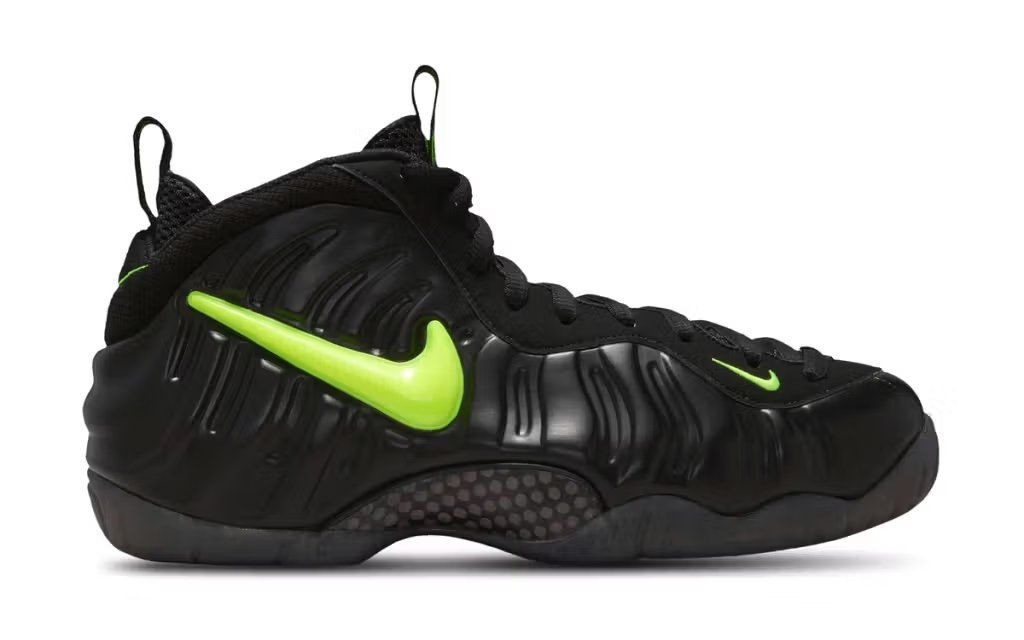 Nike Air Foamposite Pro in Voltage colorway, featuring electric yellow and volt green accents on black foam upper
