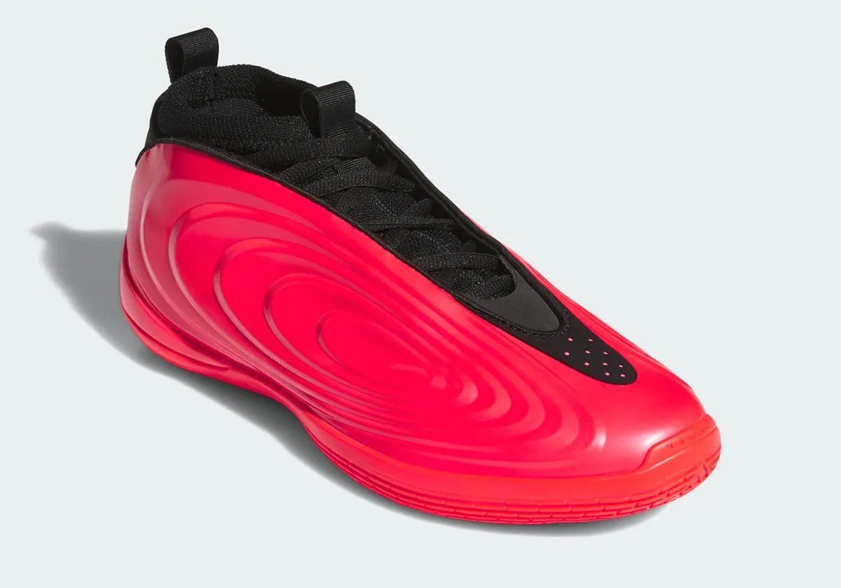 adidas Harden Vol. 10 in red and black with glossy patent leather finish