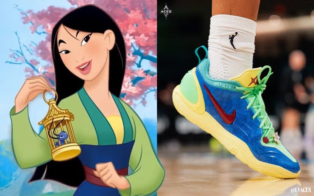 Nike A'Two basketball shoe in Mulan-inspired colorway worn by A'ja Wilson