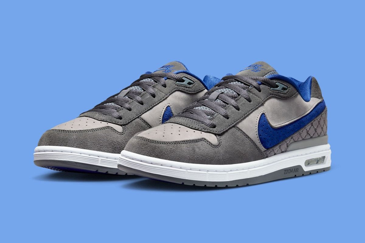 Nike SB P-Rod Zoom Air Low in Dodgers colorway, side and overhead detail view