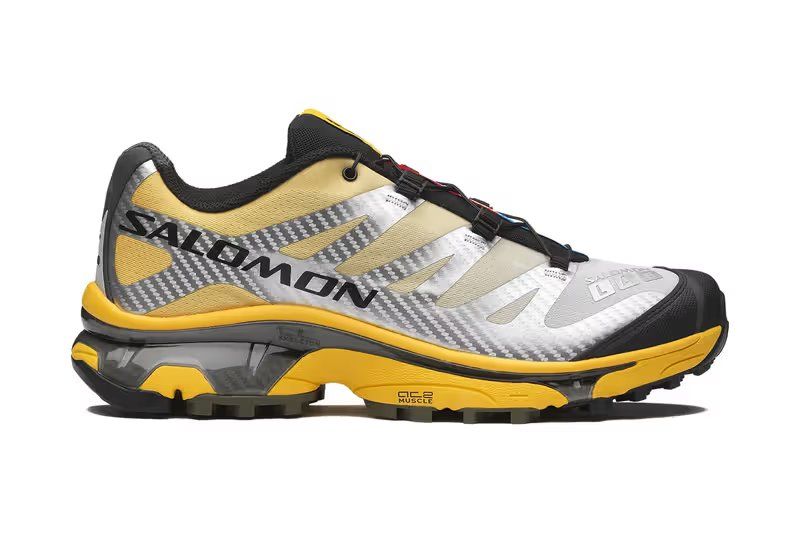 Salomon XT-4 OG Race Flag Pack in Lemon, Transcend Blue, and Fiery Red colorways with metallic silver base
