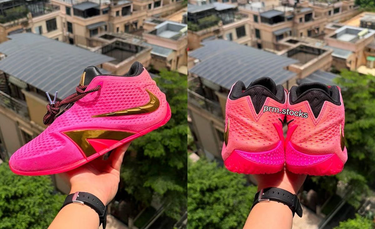 Nike Ja 4 Rise in pink and gold colorway, Ja Morant's fourth signature basketball model