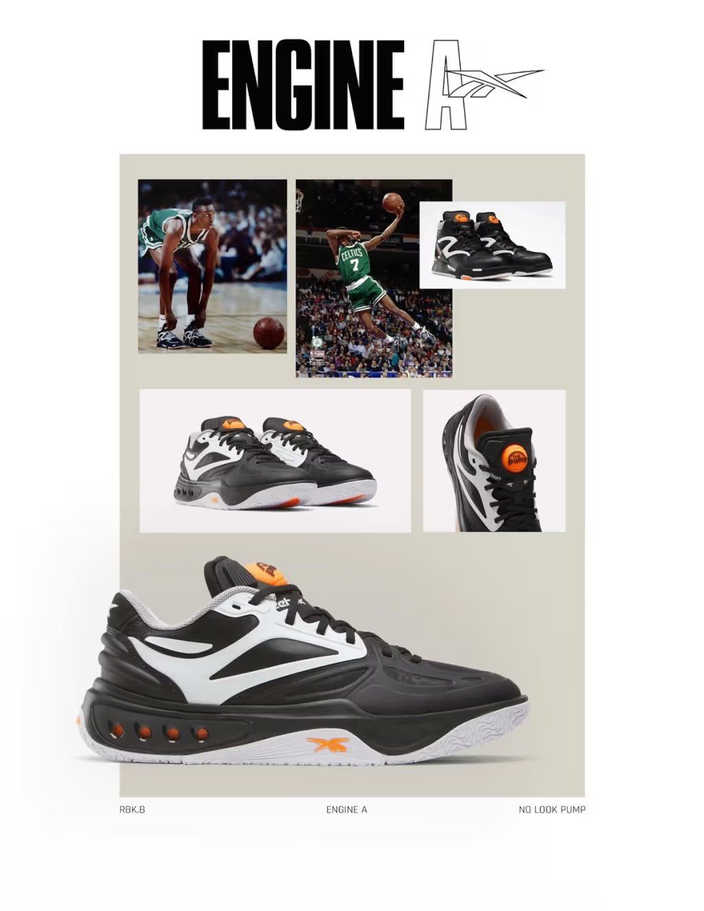 Reebok Pump Omni Zone II in Engine A colorway, showing updated retro basketball design with pump collar and modern material execution