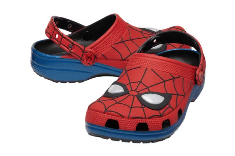 Crocs Classic Clog in red and blue Spider-Man colorway inspired by Earth-616 suit design