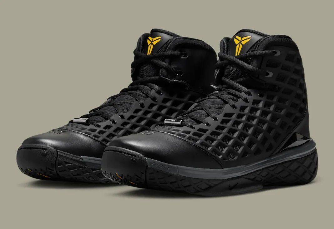 Nike Kobe 3 Protro Orca in black, white, and gold colorway with high-top silhouette and gold Kobe sheath logo
