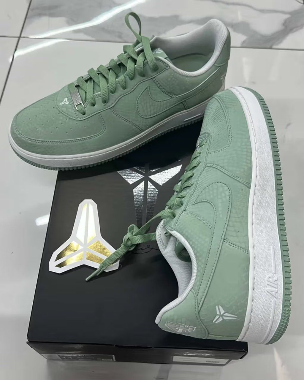 Nike Air Force 1 Low Kobe Bryant "Steam" colorway in full view