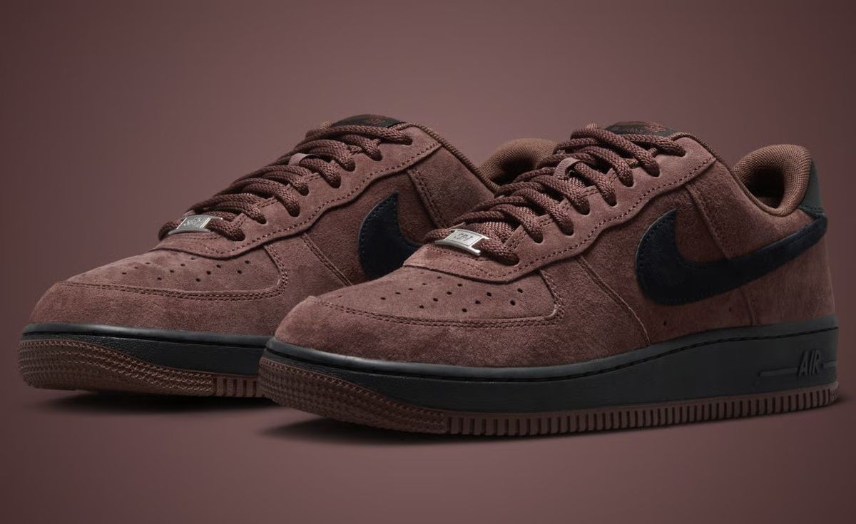 Nike SB Air Force 1 Low Light Chocolate brown suede with black Swoosh and heel tab detail