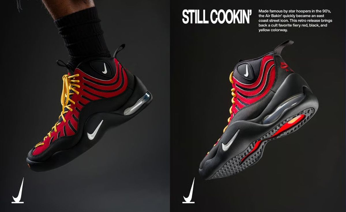 Nike Air Bakin retro in black and red colorway
