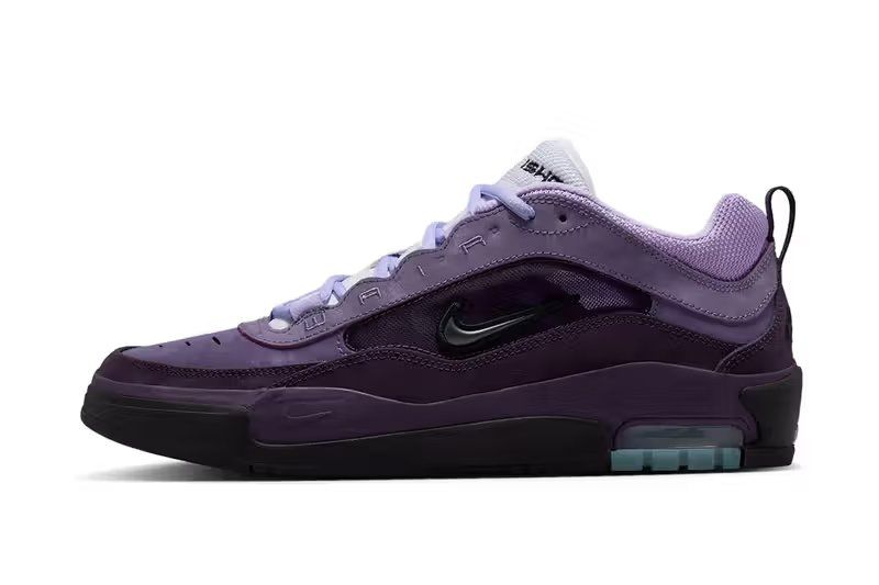 Nike SB Air Max Ishod Grand Purple colorway featuring layered tonal purple palette with black accents