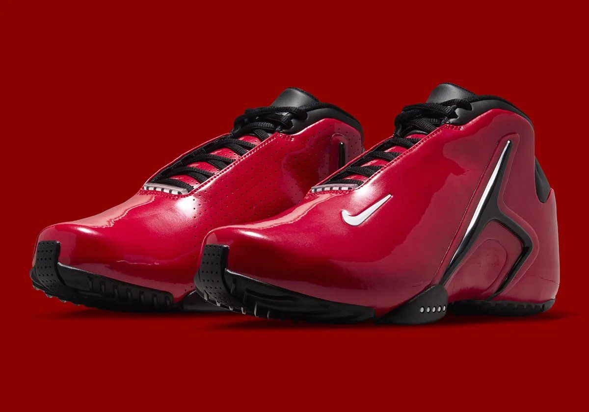 Nike Zoom Hyperflight in Varsity Red with glossy leather upper and white mini Swoosh